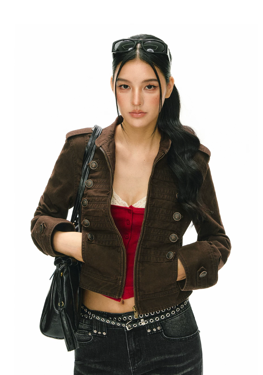 Washed Military Cropped Jacket