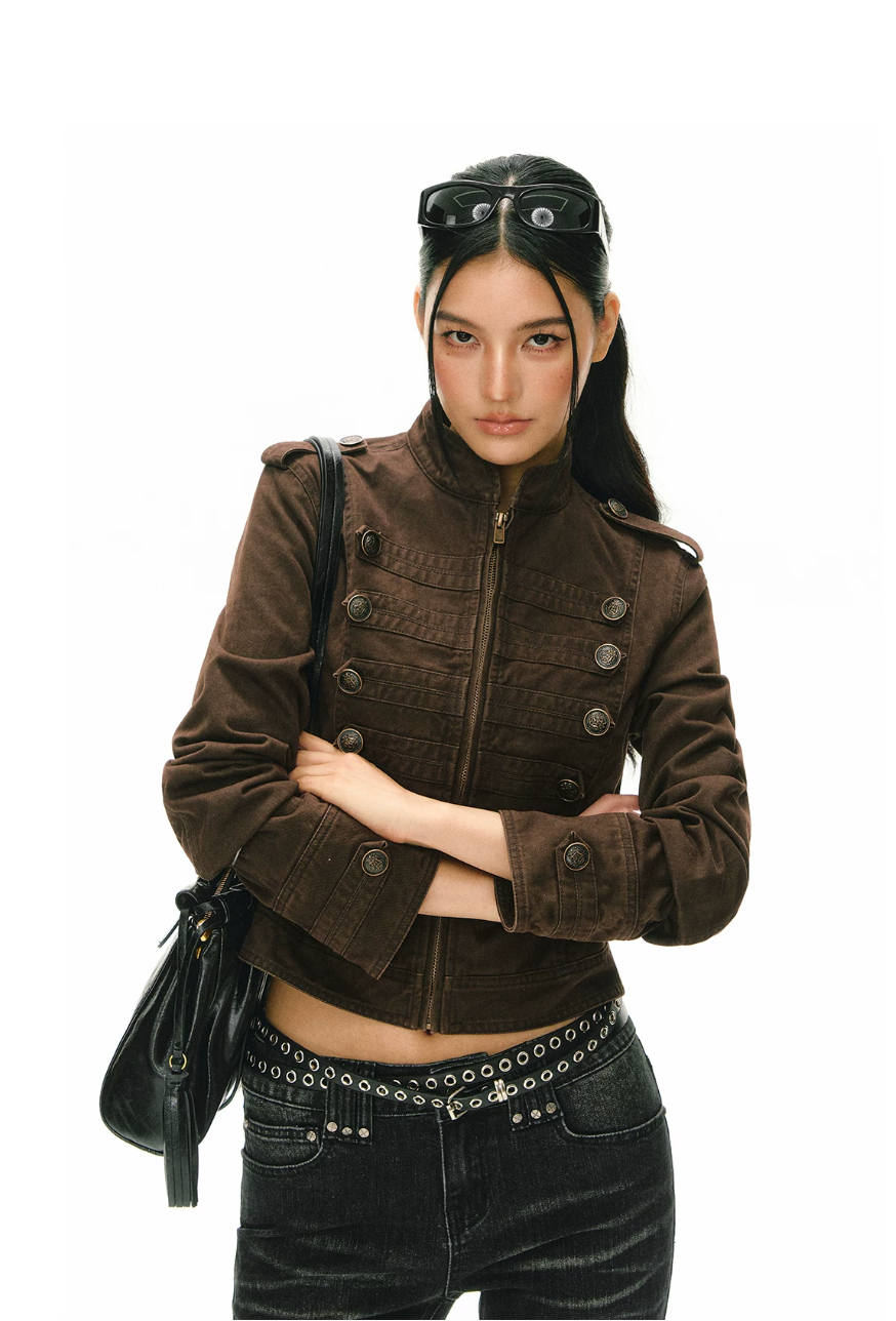 Washed Military Cropped Jacket