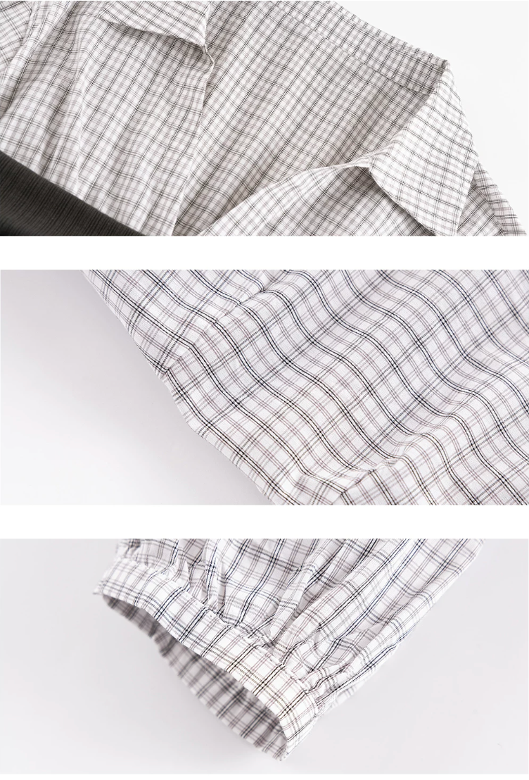 Layered Check Shirt & Wide-Leg Trouser Set