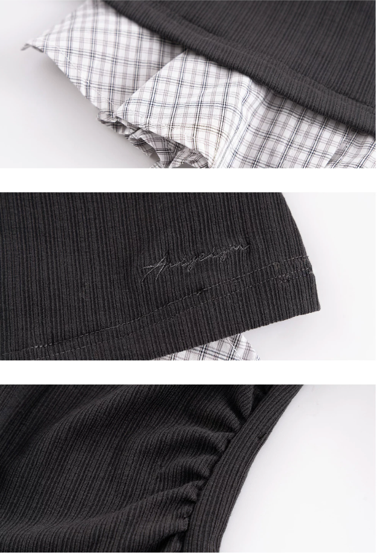 Layered Check Shirt & Wide-Leg Trouser Set