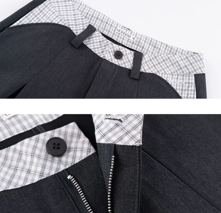 Layered Check Shirt & Wide-Leg Trouser Set