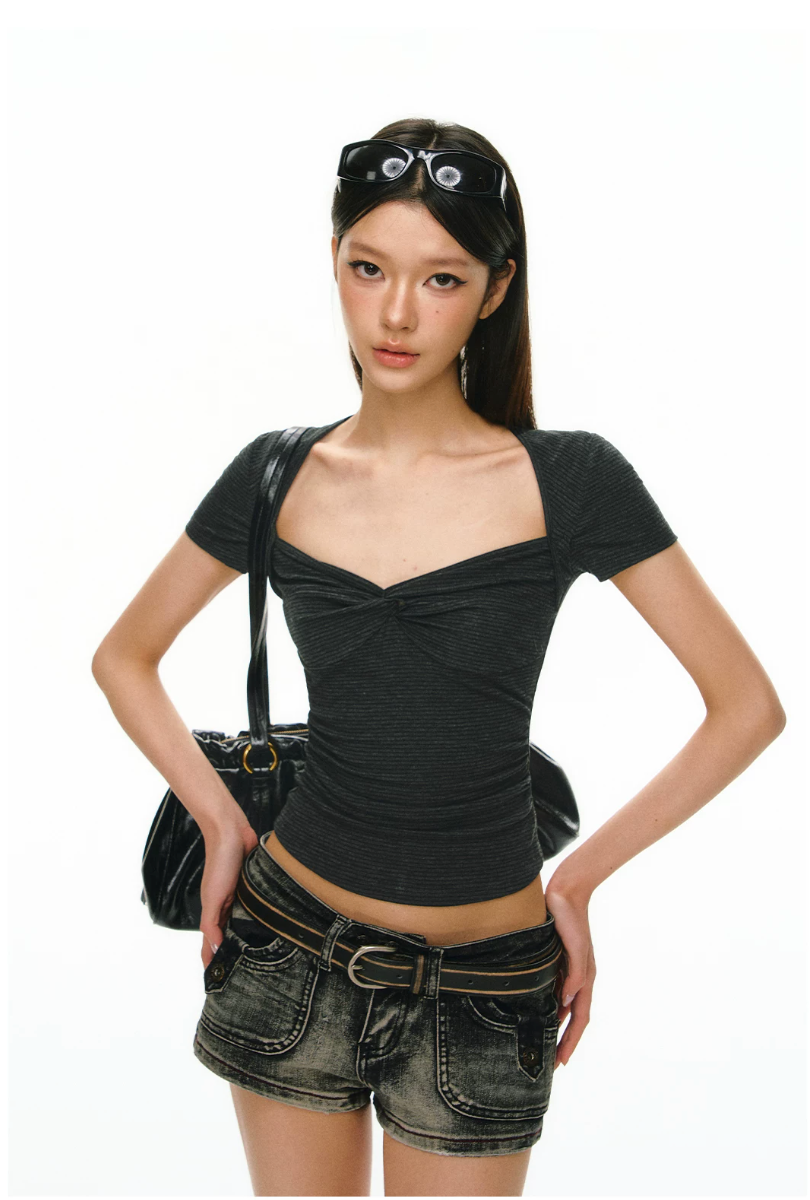 Twist Front Square-Neck Top