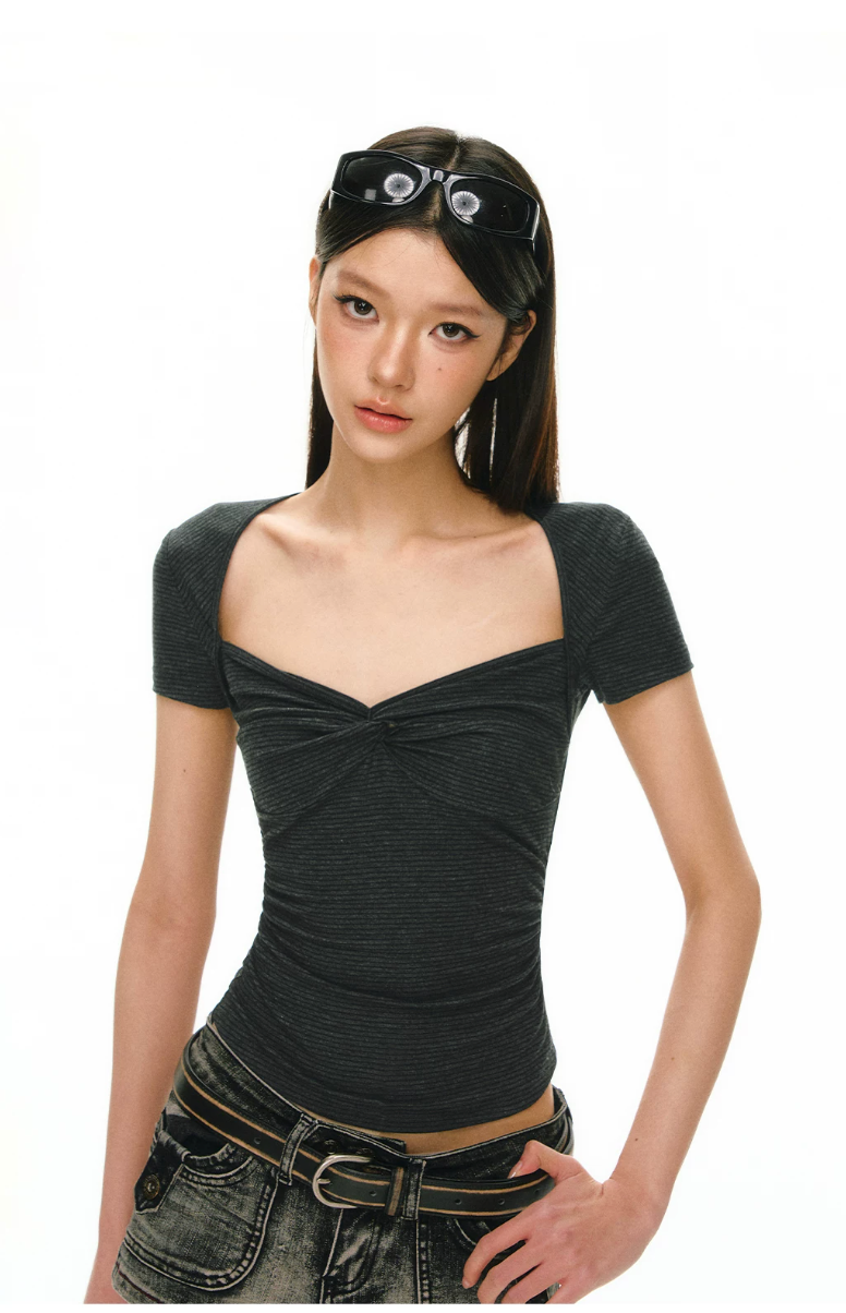 Twist Front Square-Neck Top