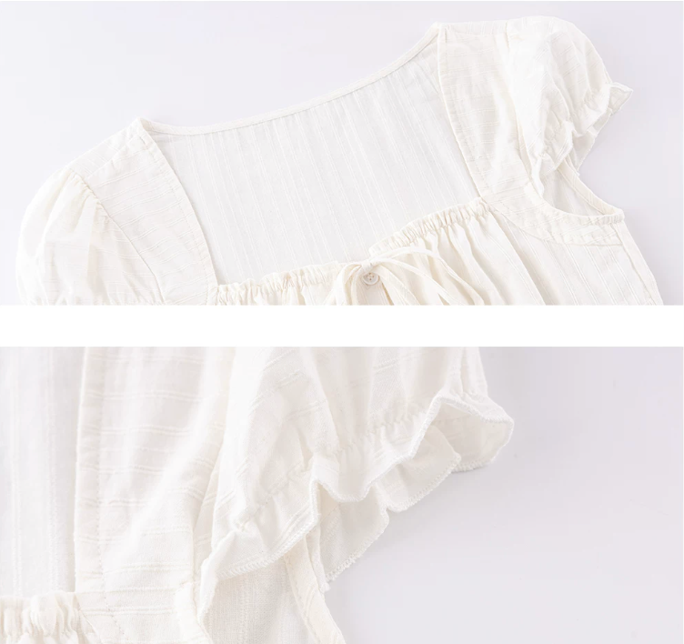 Cotton Ruched Puff-Sleeve Blouse