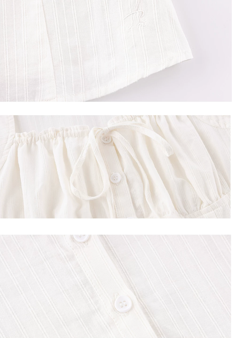Cotton Ruched Puff-Sleeve Blouse