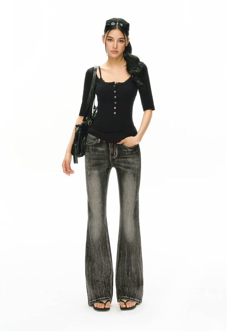 Crystal Washed Flared Jeans