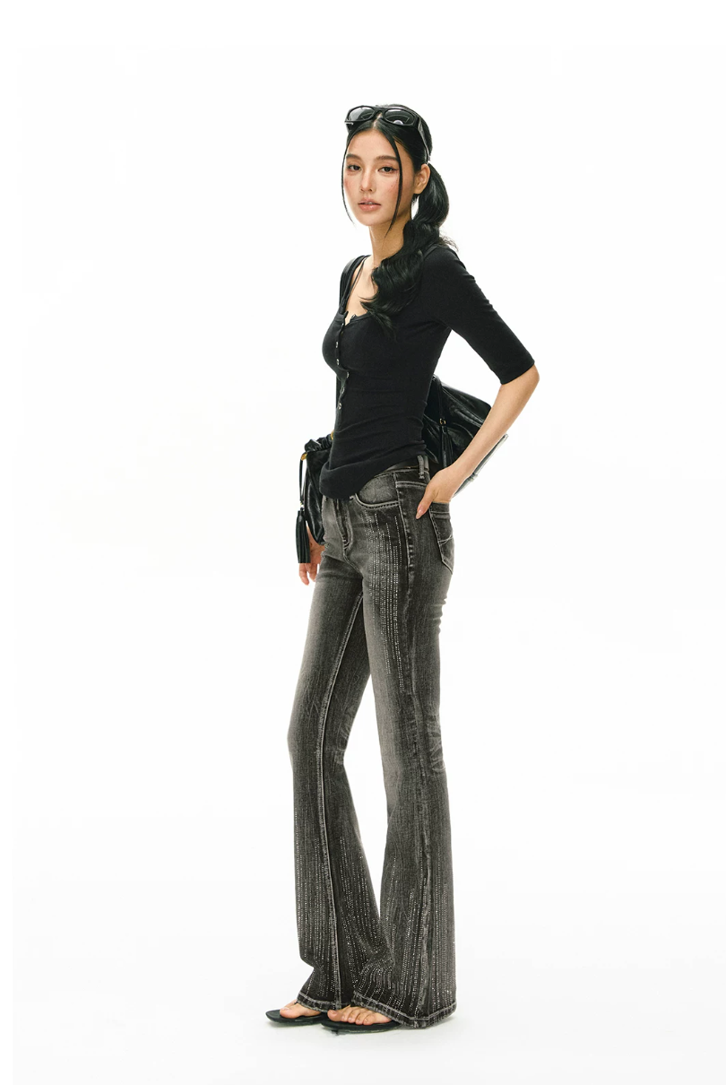 Crystal Washed Flared Jeans