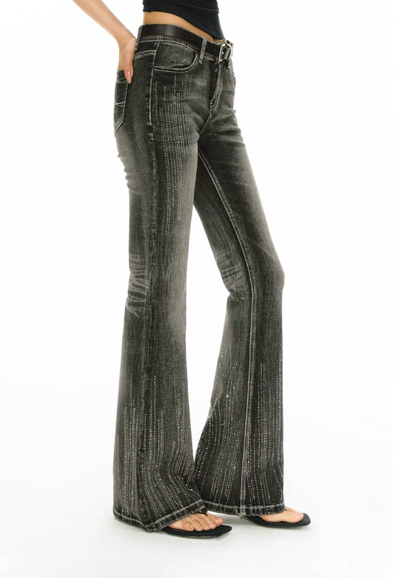 Crystal Washed Flared Jeans