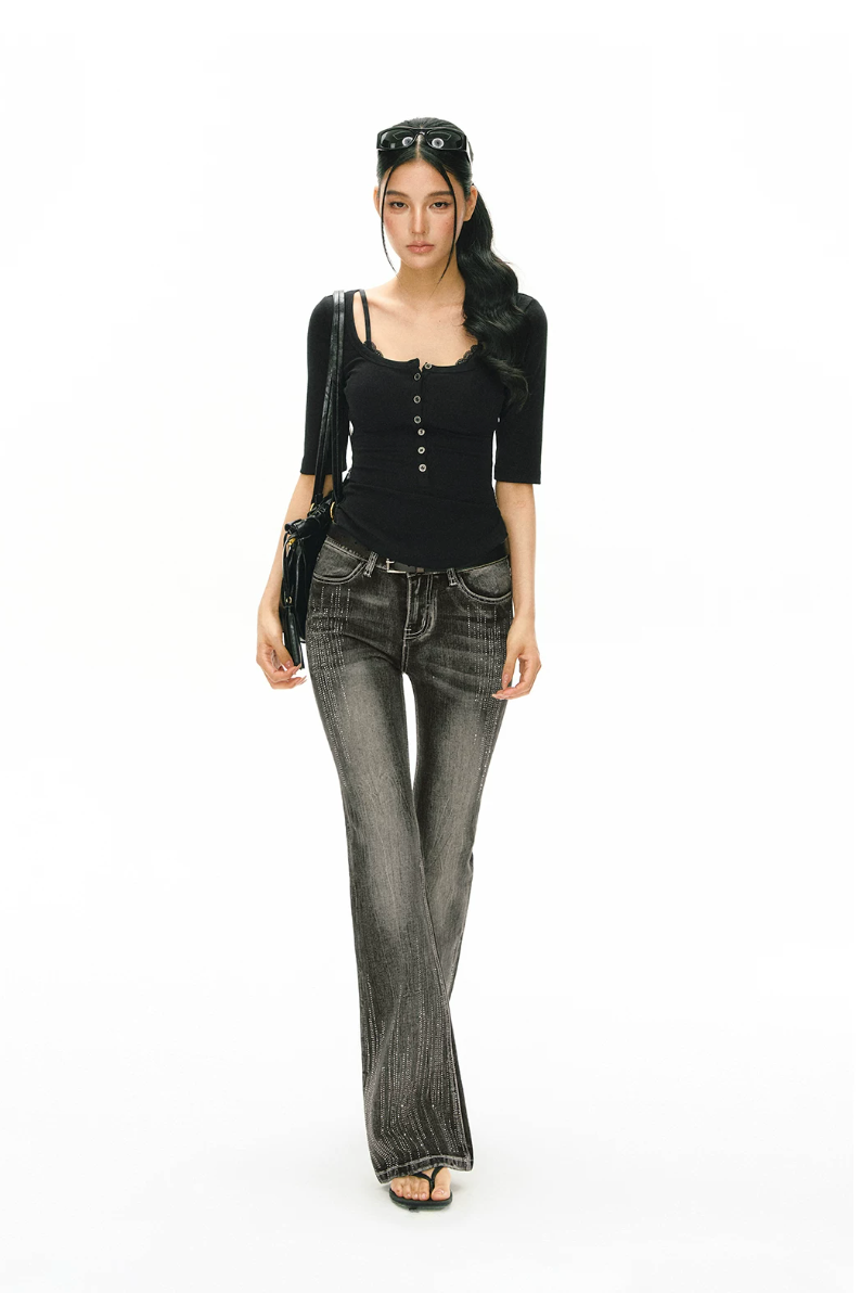 Crystal Washed Flared Jeans