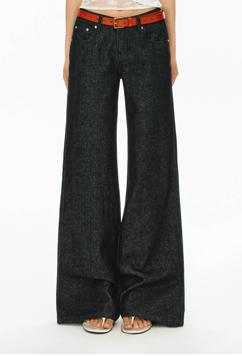 Washed Wide-Leg Jeans