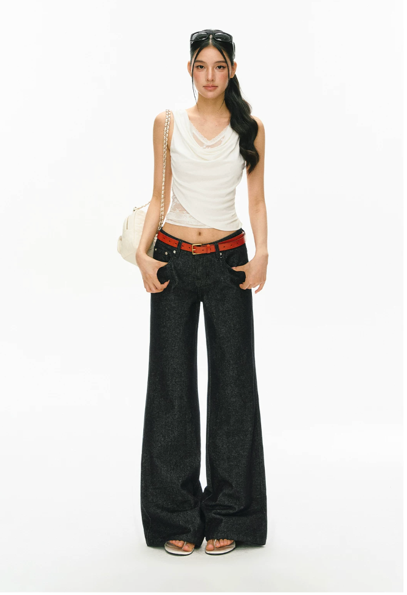 Washed Wide-Leg Jeans