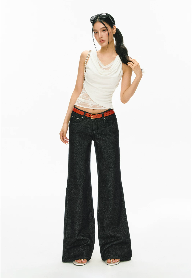 Washed Wide-Leg Jeans