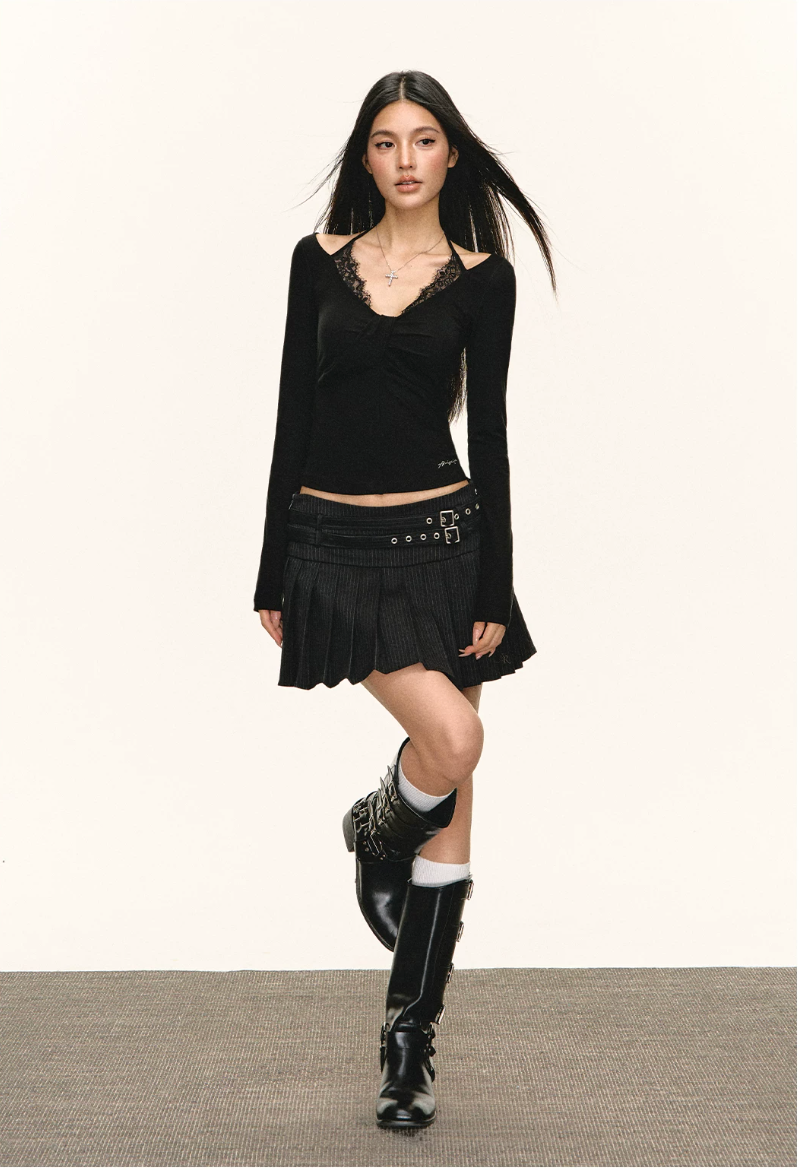 Lace Cut-Out Long Sleeve Top