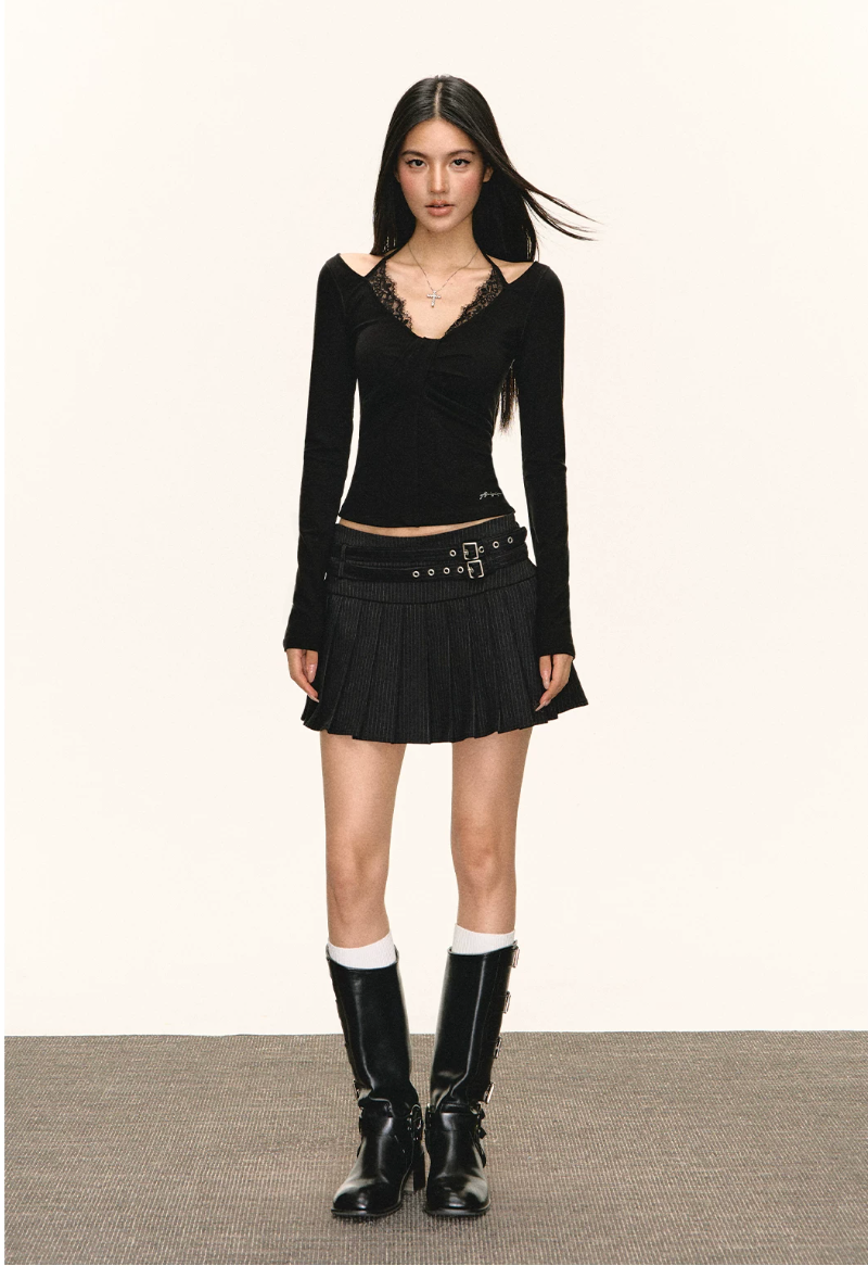 Lace Cut-Out Long Sleeve Top