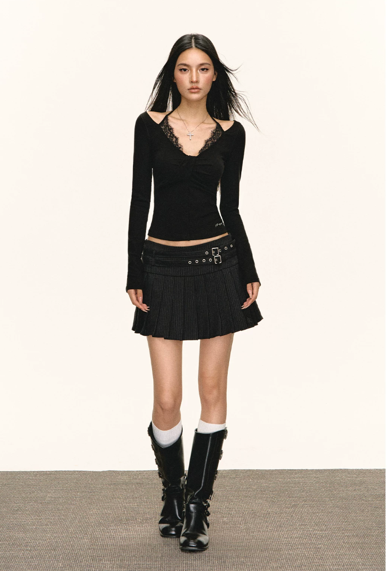 Lace Cut-Out Long Sleeve Top
