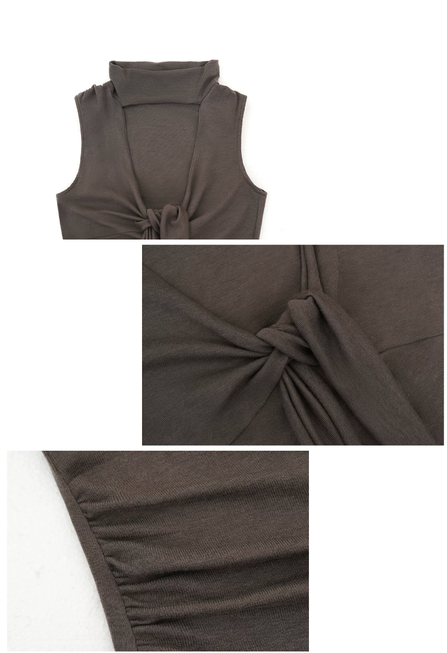 Draped Tie-Neck Lyocell Wool Top