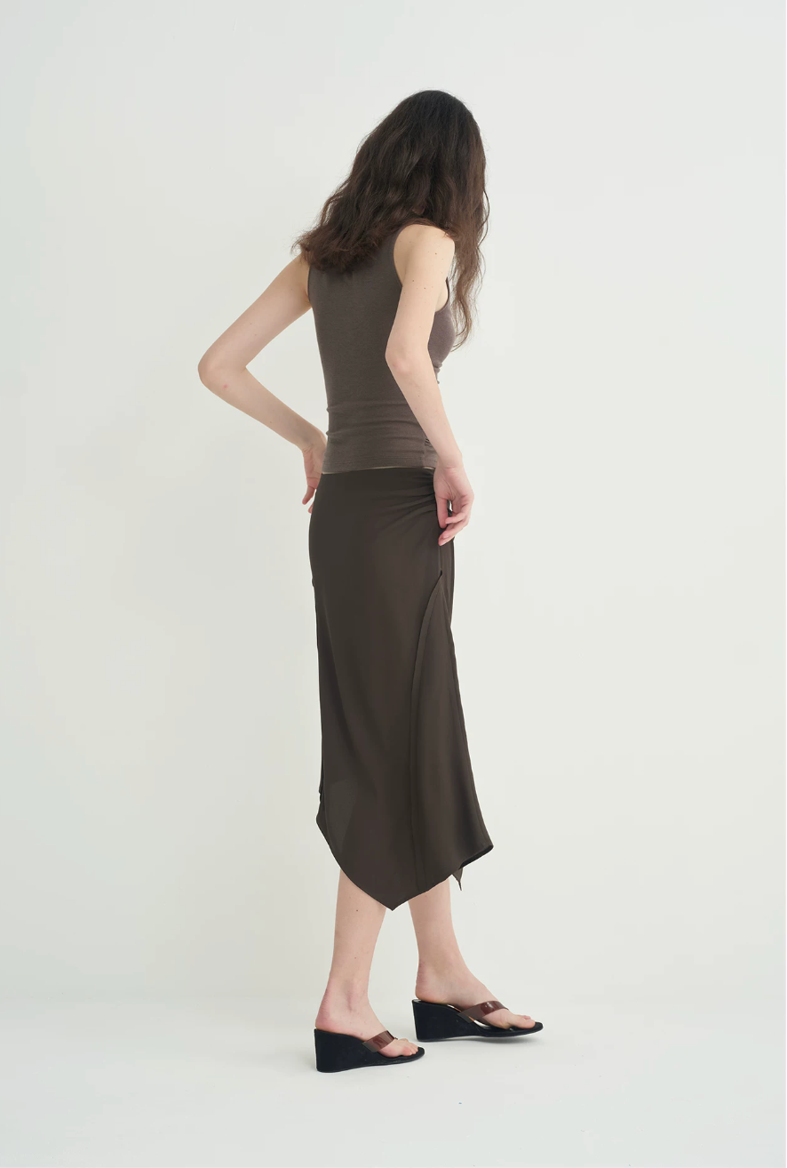 Draped Tie-Neck Lyocell Wool Top