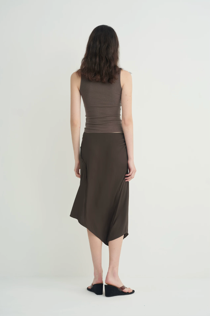 Draped Tie-Neck Lyocell Wool Top