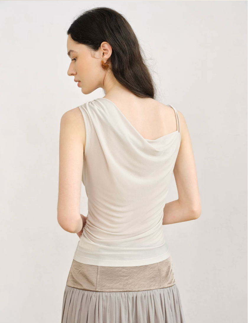 Asymmetric Draped Lace Camisole