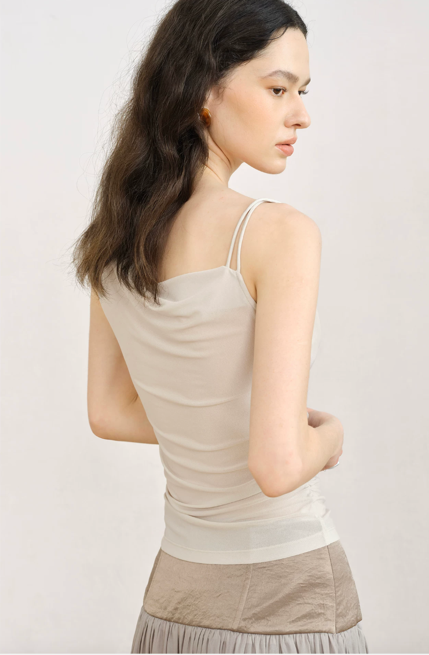 Asymmetric Draped Lace Camisole