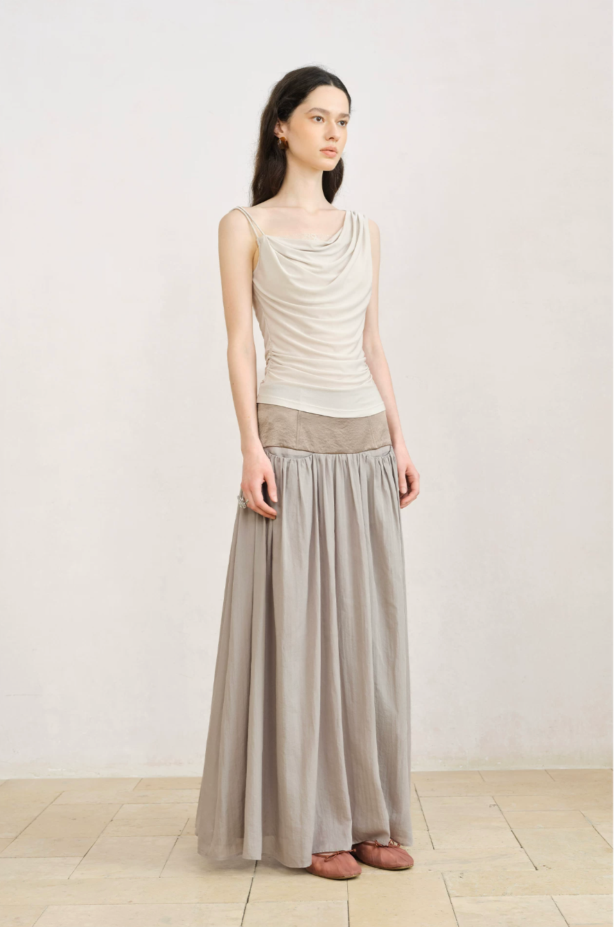 Asymmetric Draped Lace Camisole