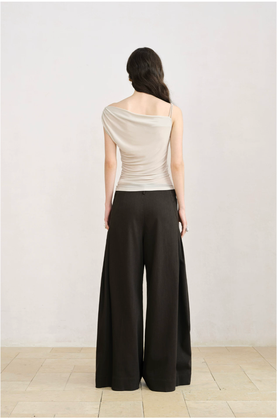 Asymmetric Draped Lace Camisole
