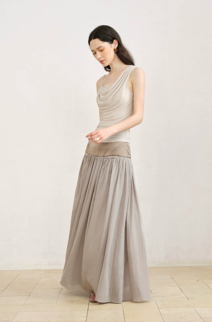 Asymmetric Draped Lace Camisole