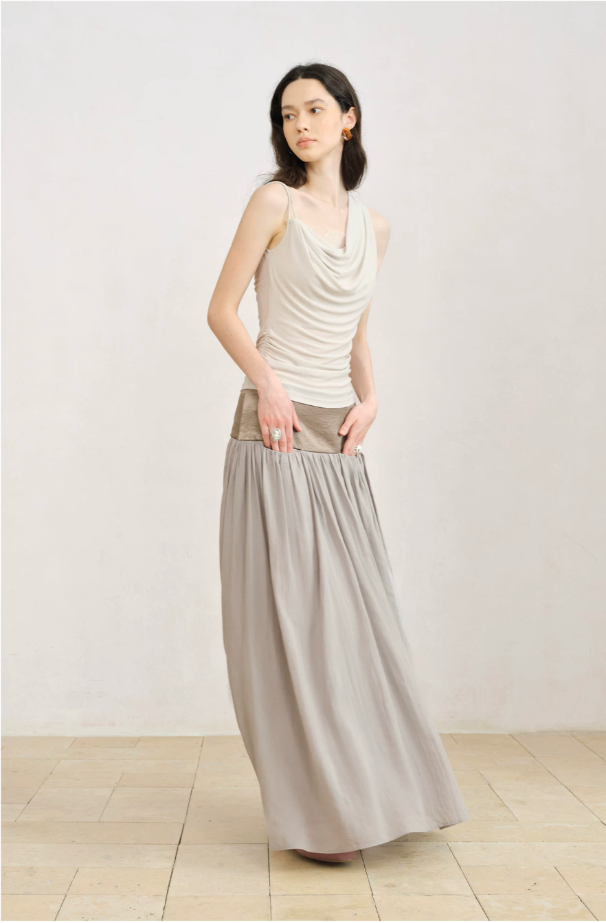 Asymmetric Draped Lace Camisole