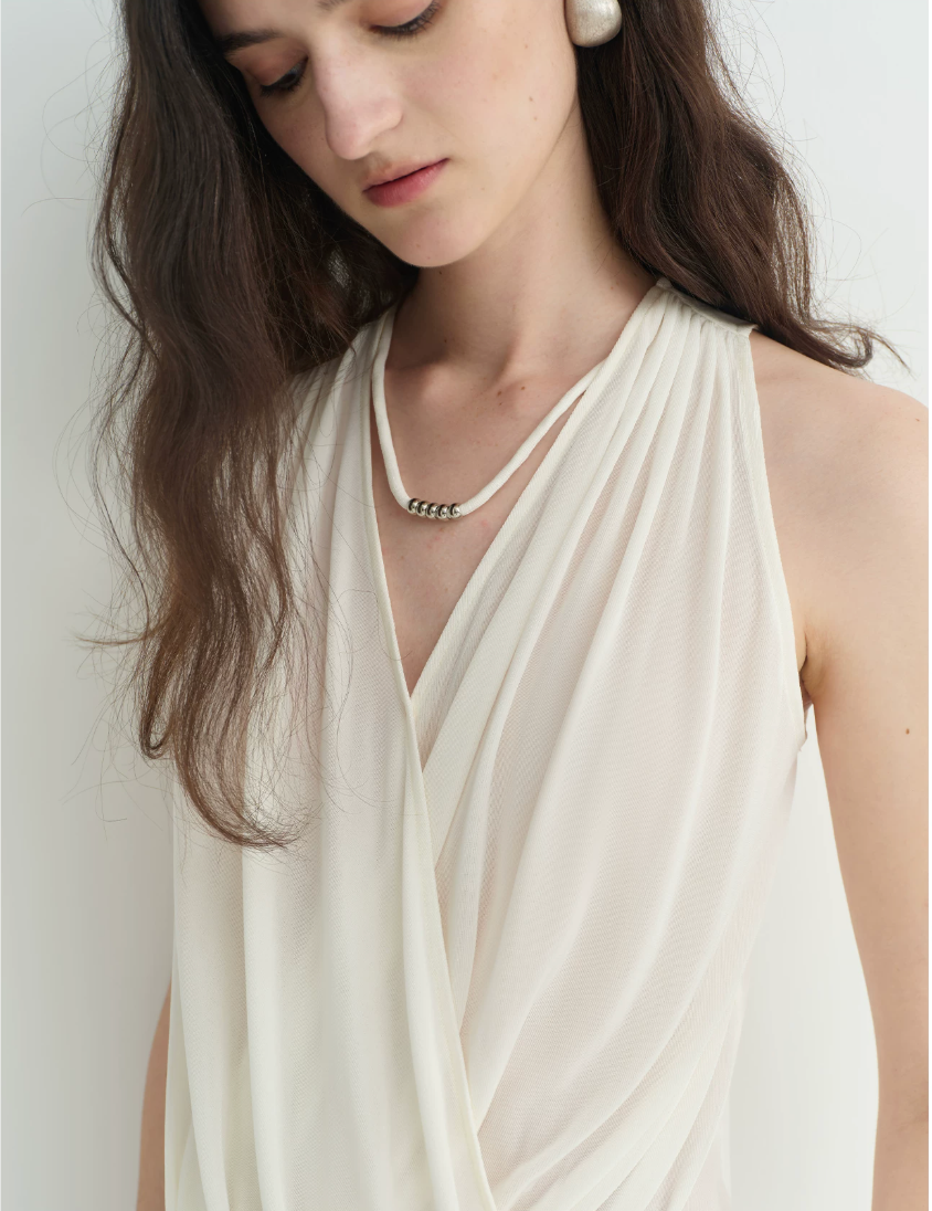 Draped Beaded Halter Top