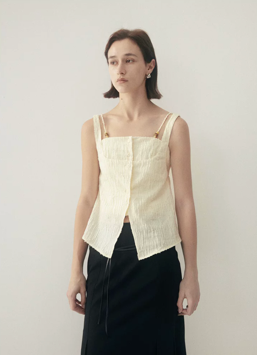 Layered Beaded Strap Corset Top