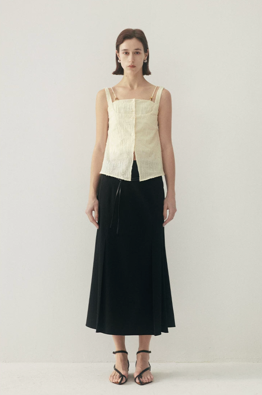 Layered Beaded Strap Corset Top