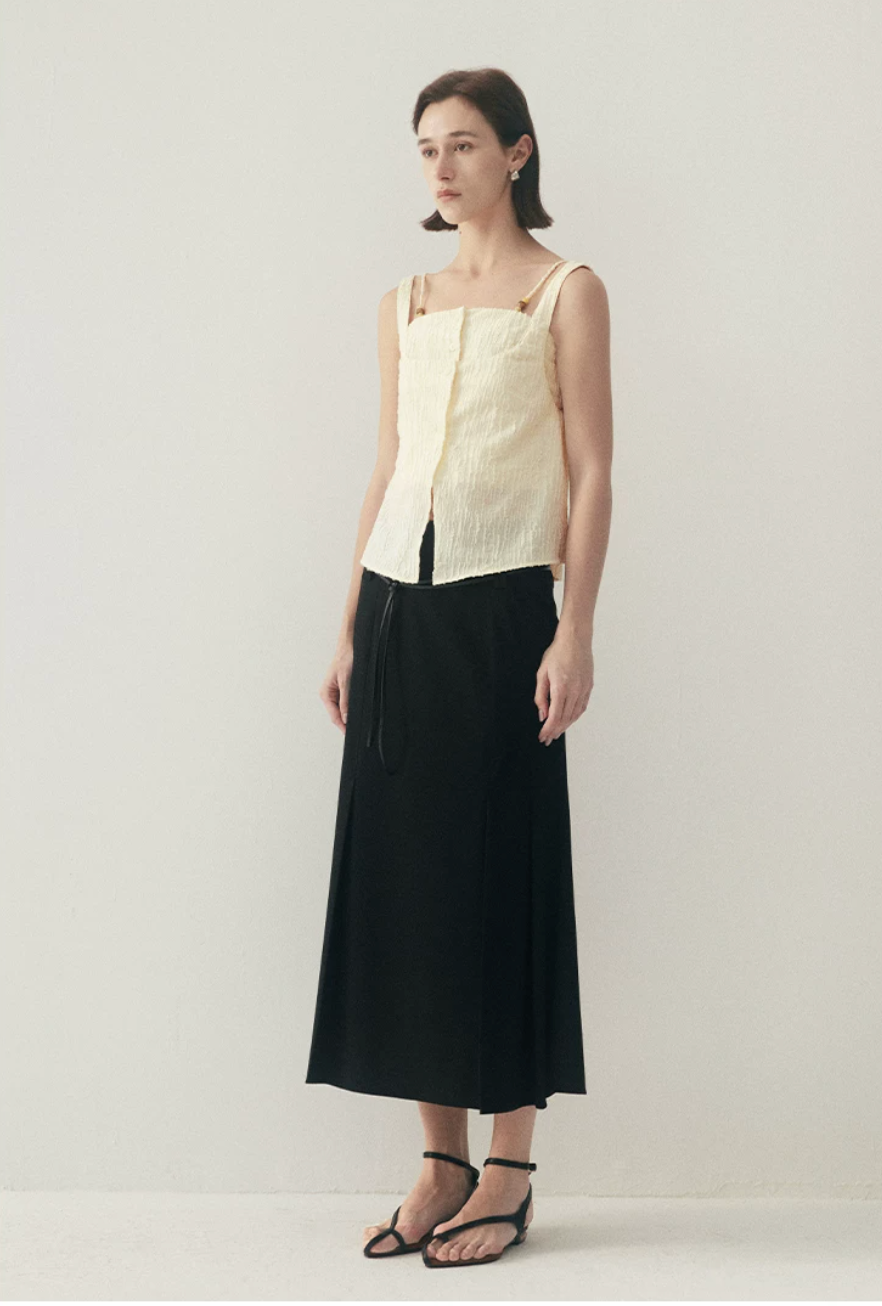 Layered Beaded Strap Corset Top