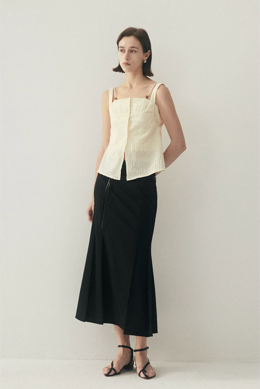 Layered Beaded Strap Corset Top