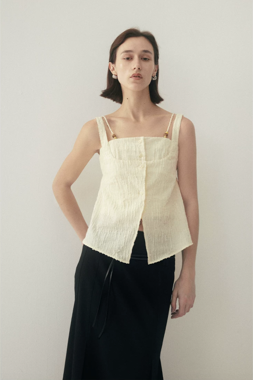 Layered Beaded Strap Corset Top