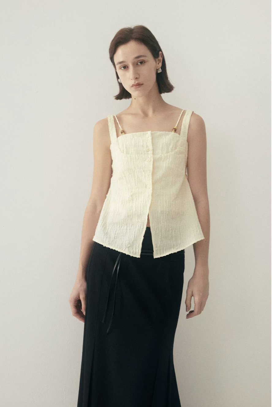 Layered Beaded Strap Corset Top