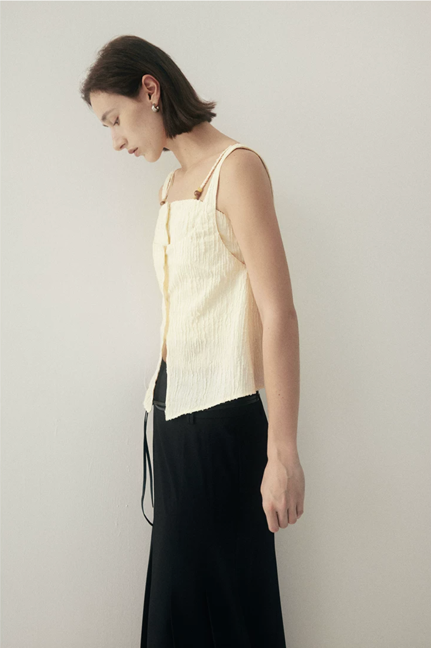 Layered Beaded Strap Corset Top