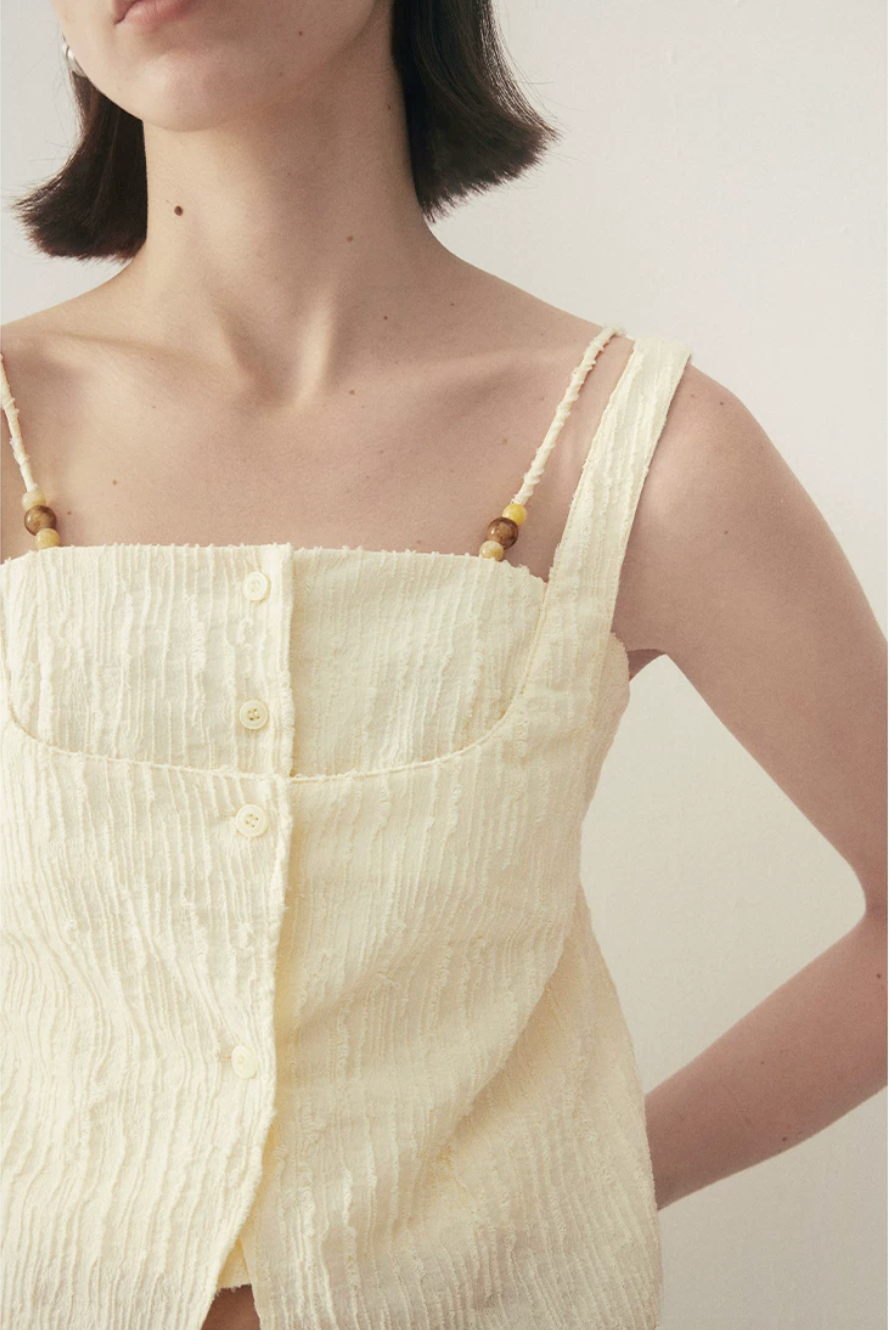 Layered Beaded Strap Corset Top