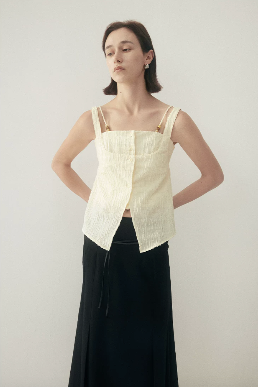 Layered Beaded Strap Corset Top
