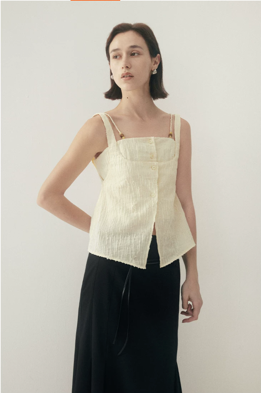 Layered Beaded Strap Corset Top