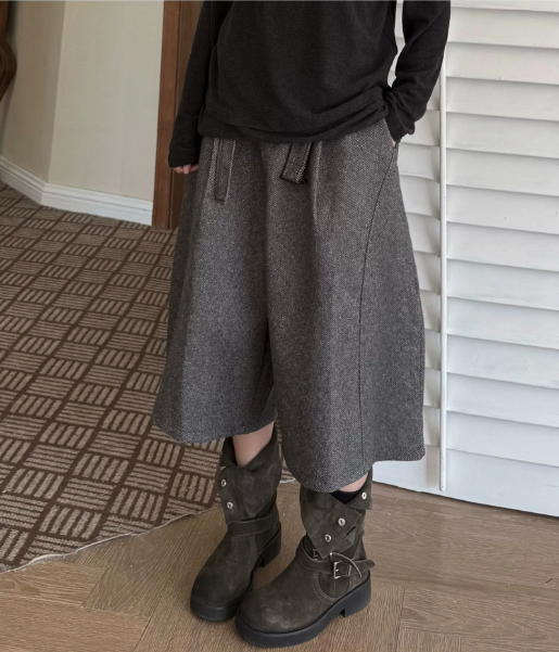 Wool Blend Wide-Leg Culottes