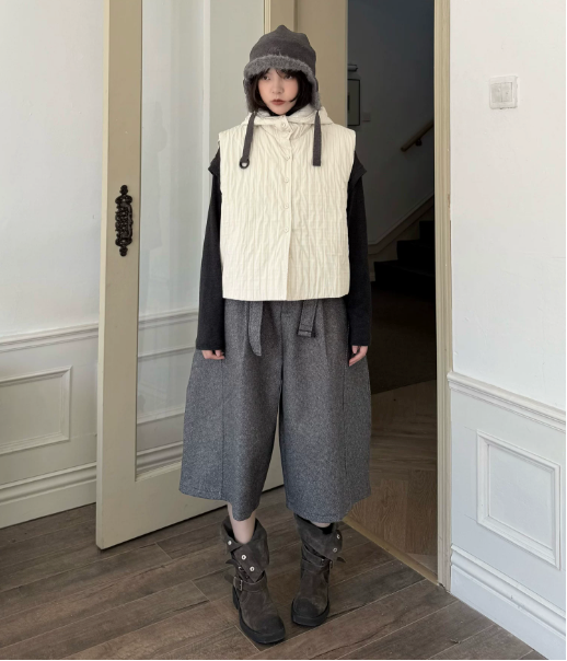 Wool Blend Wide-Leg Culottes