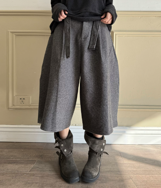 Wool Blend Wide-Leg Culottes