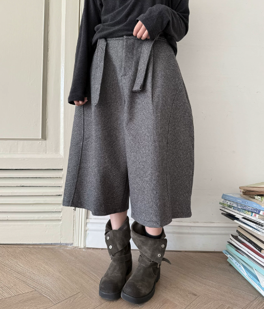 Wool Blend Wide-Leg Culottes