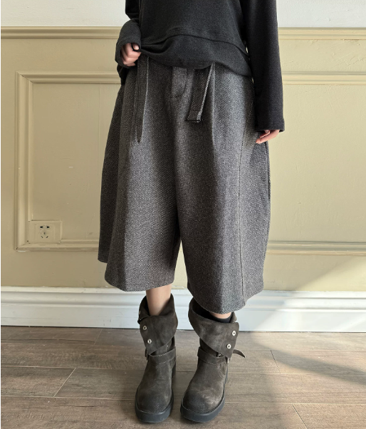 Wool Blend Wide-Leg Culottes