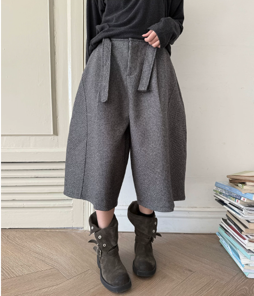 Wool Blend Wide-Leg Culottes