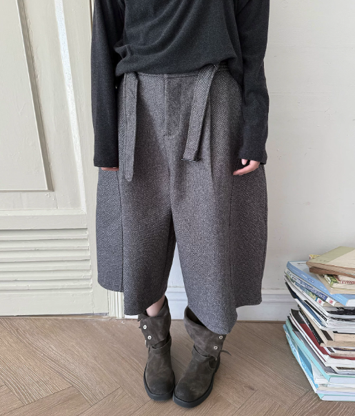 Wool Blend Wide-Leg Culottes