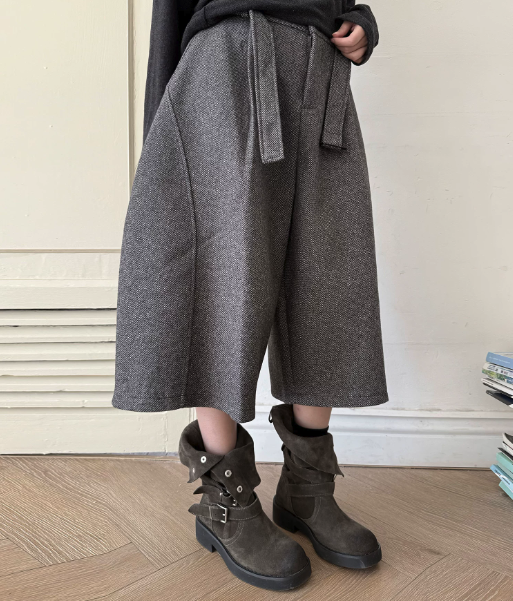Wool Blend Wide-Leg Culottes