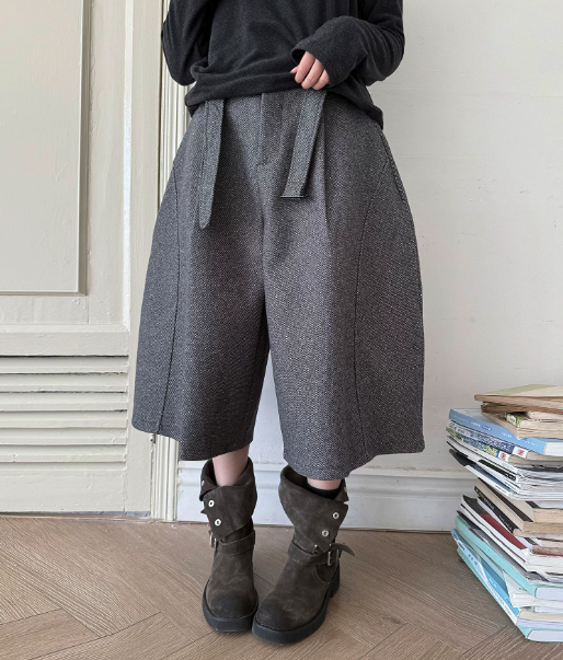 Wool Blend Wide-Leg Culottes