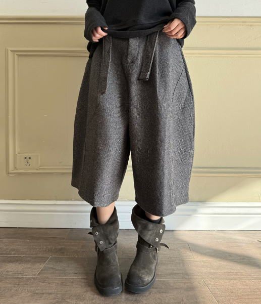 Wool Blend Wide-Leg Culottes