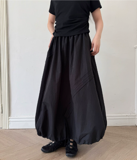 Adjustable Bubble Hem Maxi Skirt